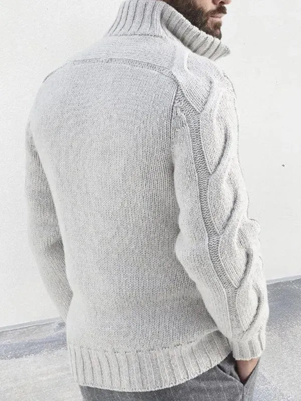 Herren Strickjacke Rollkragen Pullover Modern - IdealeKleiden