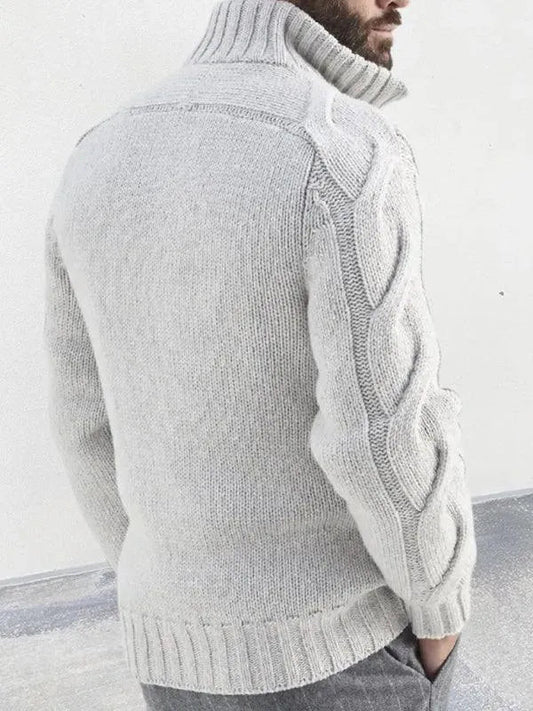 Herren Strickjacke Rollkragen Pullover Modern - IdealeKleiden