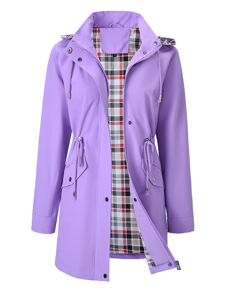 Waterproof Women's Long Hooded Trench Coat