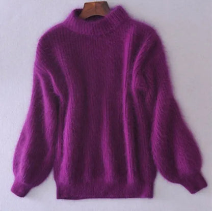 Soft Angora Jumper for Women, Casual Chic