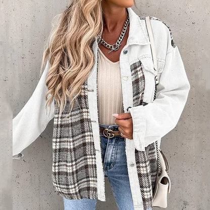 Oversized Plaid Long-Sleeved Shirt Jacket