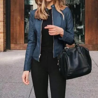 Fashionable Leather Jacket Women's Casual Style