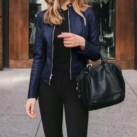 Fashionable Leather Jacket Women's Casual Style
