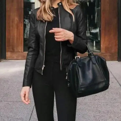 Fashionable Leather Jacket Women's Casual Style