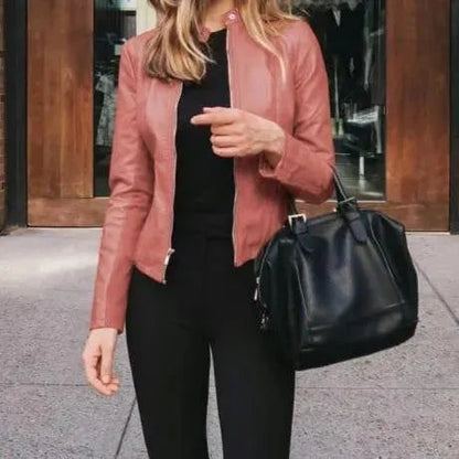 Fashionable Leather Jacket Women's Casual Style