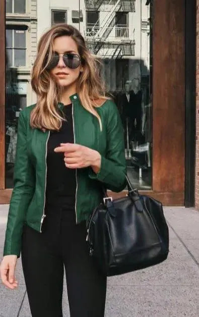 Fashionable Leather Jacket Women's Casual Style