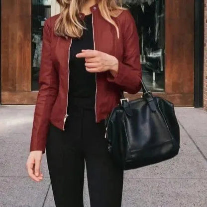 Fashionable Leather Jacket Women's Casual Style