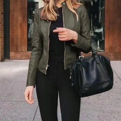 Fashionable Leather Jacket Women's Casual Style