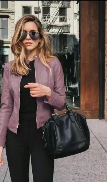 Fashionable Leather Jacket Women's Casual Style
