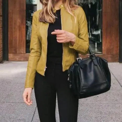 Fashionable Leather Jacket Women's Casual Style