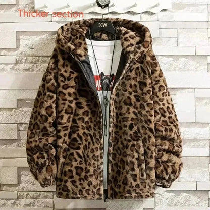 Men's Hooded Fleece Jacket Printed Sporty