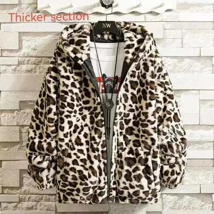 Men's Hooded Fleece Jacket Printed Sporty