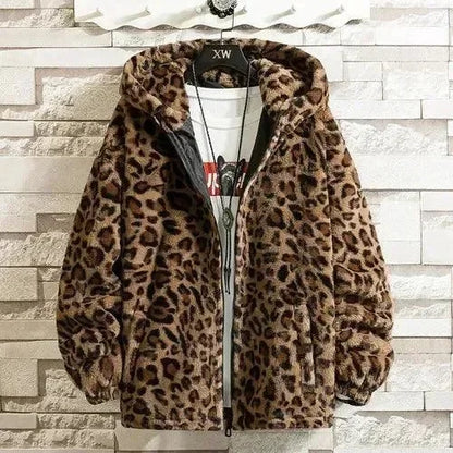 Men's Hooded Fleece Jacket Printed Sporty