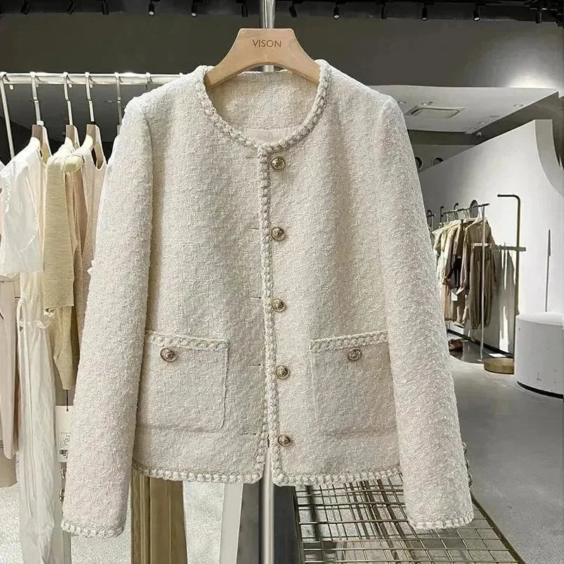 Stylish women's jacket tweed casual look