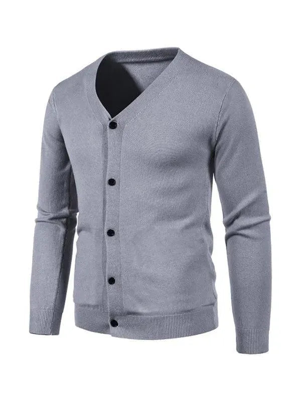 Elegant Men's Cardigan Solid Color