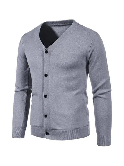 Elegant Men's Cardigan Solid Color
