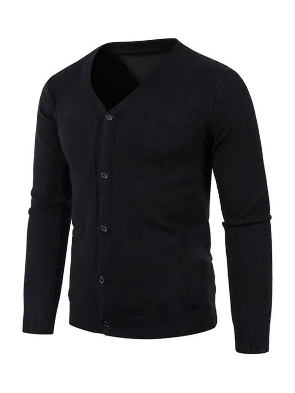 Elegant Men's Cardigan Solid Color