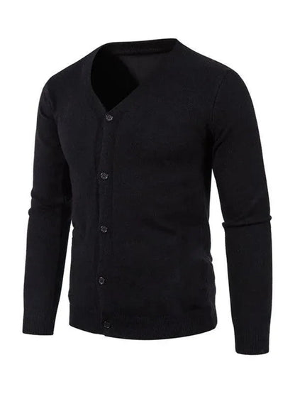 Elegant Men's Cardigan Solid Color