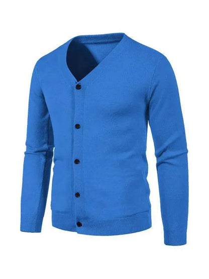 Elegant Men's Cardigan Solid Color