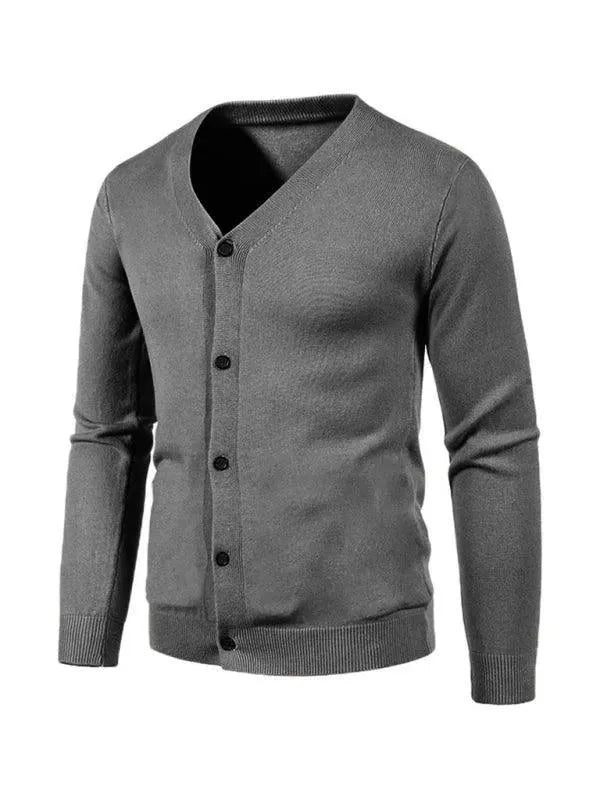 Elegant Men's Cardigan Solid Color