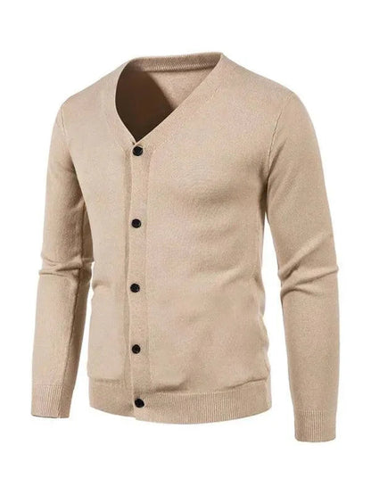Elegant Men's Cardigan Solid Color