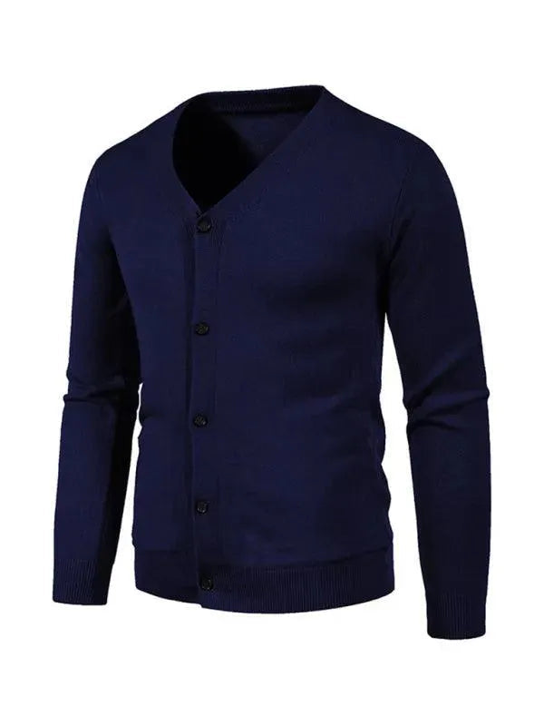 Elegant Men's Cardigan Solid Color
