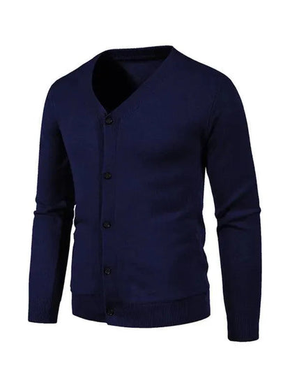 Elegant Men's Cardigan Solid Color