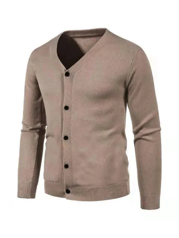 Elegant Men's Cardigan Solid Color