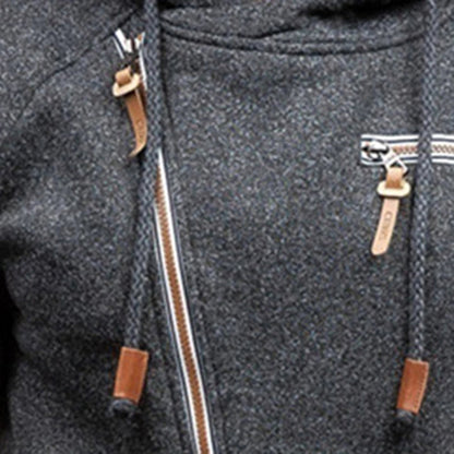Bequemer Reißverschluss Hoodie Modern Sportlich - IdealeKleiden