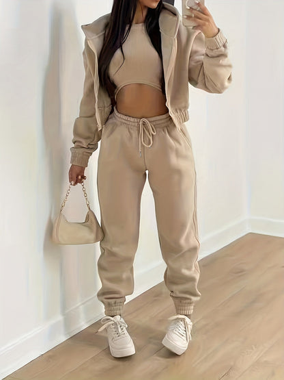 Complete Sportswear Set Hooded Jacket Pants Top