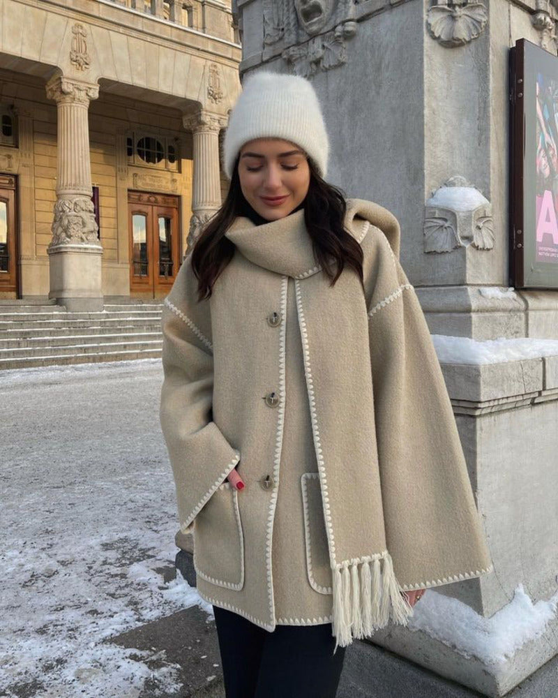 Classic Wool Coat Elegant Hepburn Style Women's Cape
