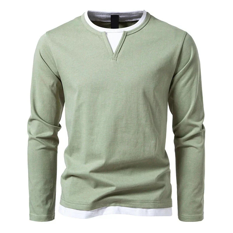 Men's Long-Sleeve Shirt Modern Henley Style