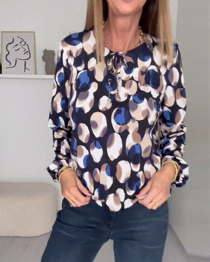 Elegant Blouse with Straps Women's Top Printed
