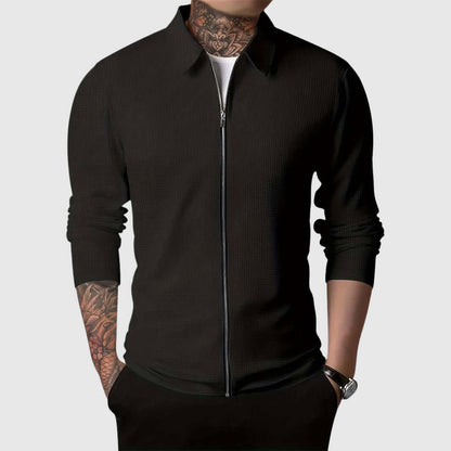 Men's Waffle Knit Warm Zip-Up Jacket