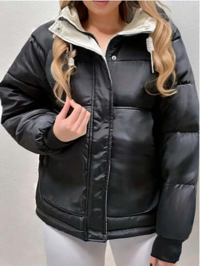 Damen Warme Fleece Jacke Kapuze - IdealeKleiden