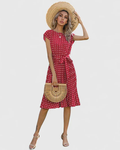 Women's Elegant Short-Sleeved Pleated Dress