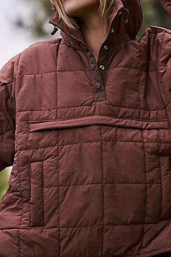 Warme Gepolsterte Jacke Kapuze Langarm - IdealeKleiden