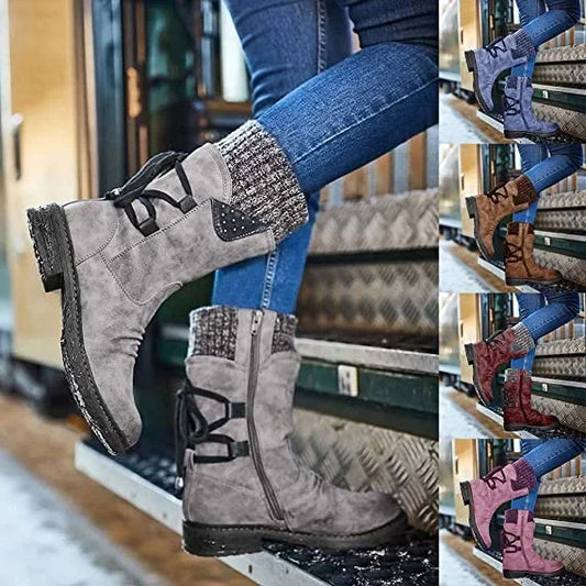 Modische Winterstiefeletten Zum Schnüren Elegant - IdealeKleiden