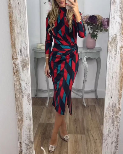 Elegant Women's Dress Diamond Pattern