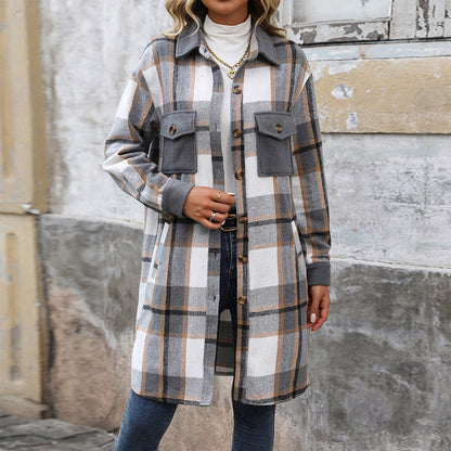 Women's Plaid Long-Sleeve Jacket