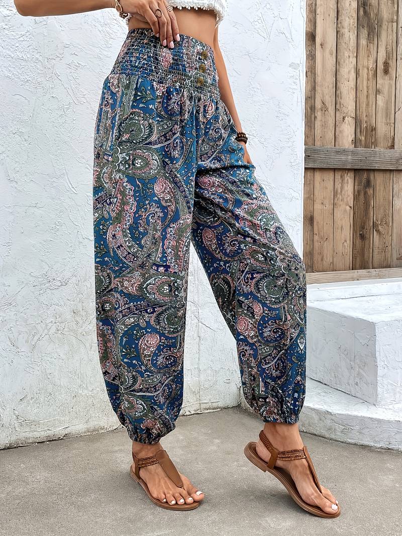 Colorful women's pants with trendy print