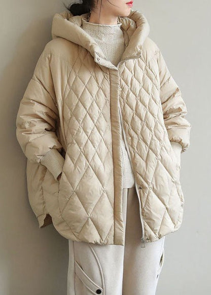 Frauen Winterjacke Kapuze Reißverschluss Warm - IdealeKleiden