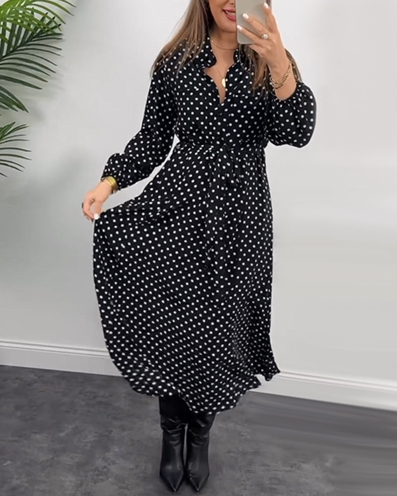 Elegant dress with polka dot detail