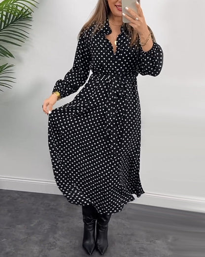 Elegant dress with polka dot detail