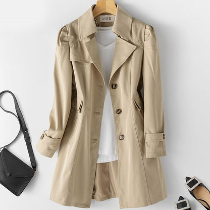 Elegant Women's Coat Classic Knee-Length Slim Fit
