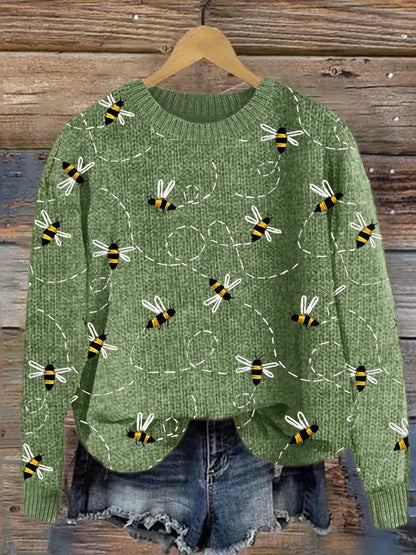 Stylish Knitted Sweater Bee Pattern