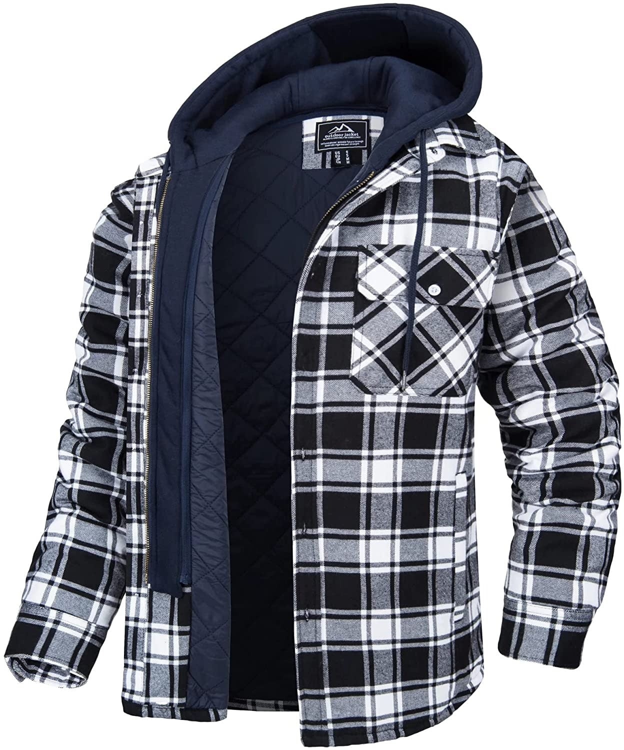 Men's Plaid Vest Hoodie Warm Lined