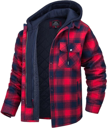 Men's Plaid Vest Hoodie Warm Lined