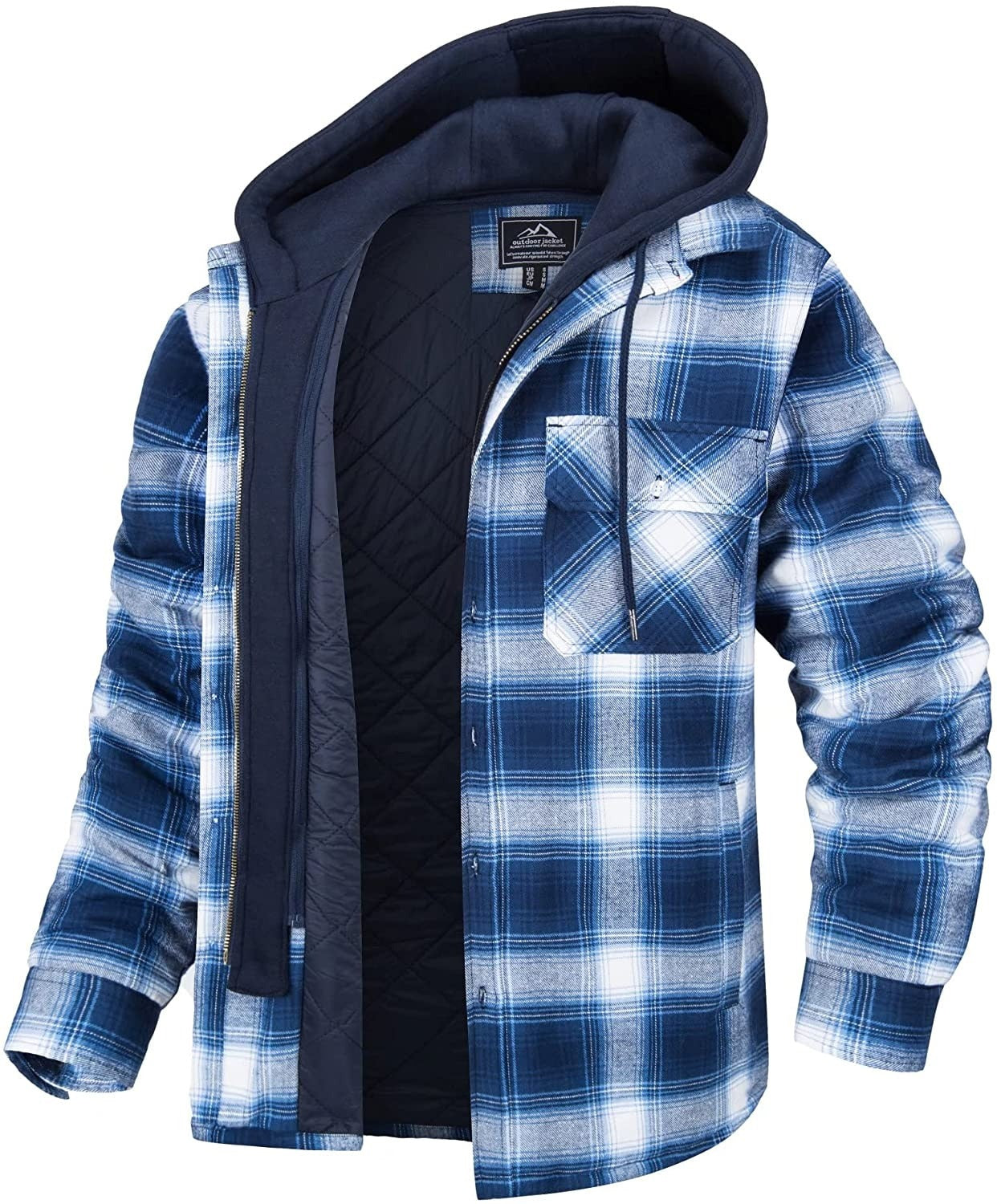 Men's Plaid Vest Hoodie Warm Lined
