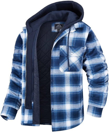 Men's Plaid Vest Hoodie Warm Lined